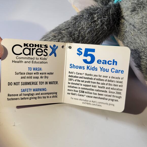 Kohl's Cares Owl Plush Stuffed Animal Gray Yellow Eyes 10" Toy Stuffie - Picture 9 of 12